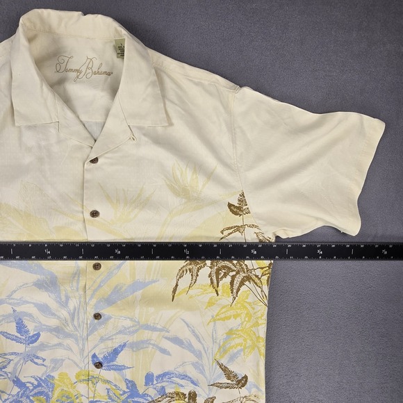 Tommy Bahama Silk Shirt Men Large Short Sleeve Hawaiian Palm Leaves Beach Cruise - Picture 7 of 11